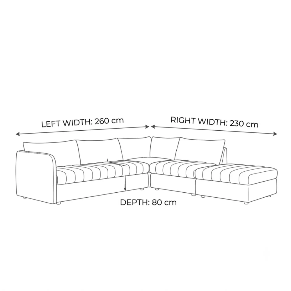 Rovessa L-Shape Sofa – Off White