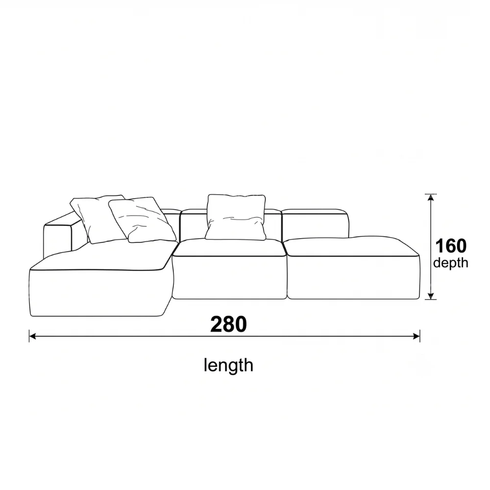 Lurevia L-Shape Sofa 3 Seater Sofa – Dark Brown