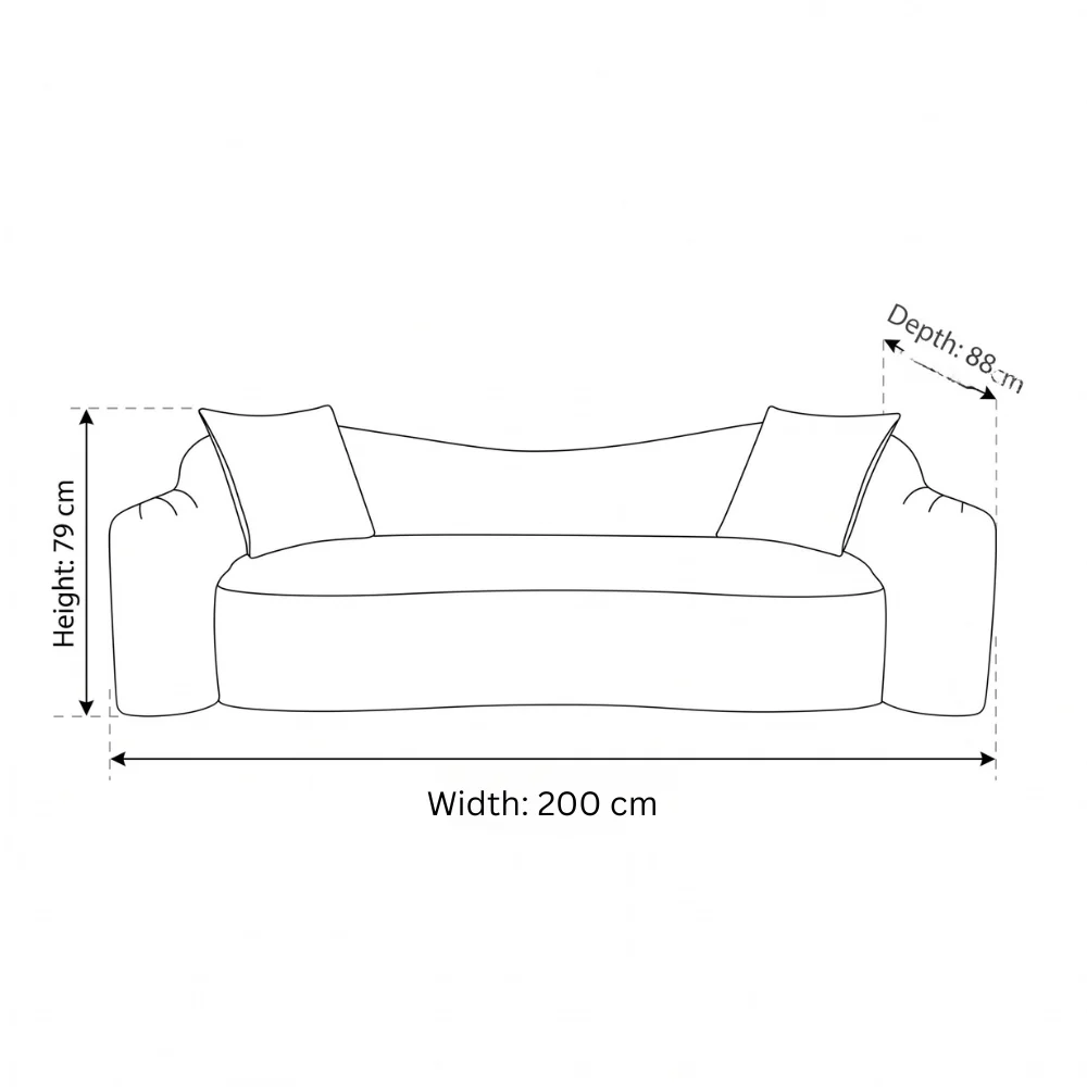 Aureli Velvet 3-Seater Sofa – Beige
