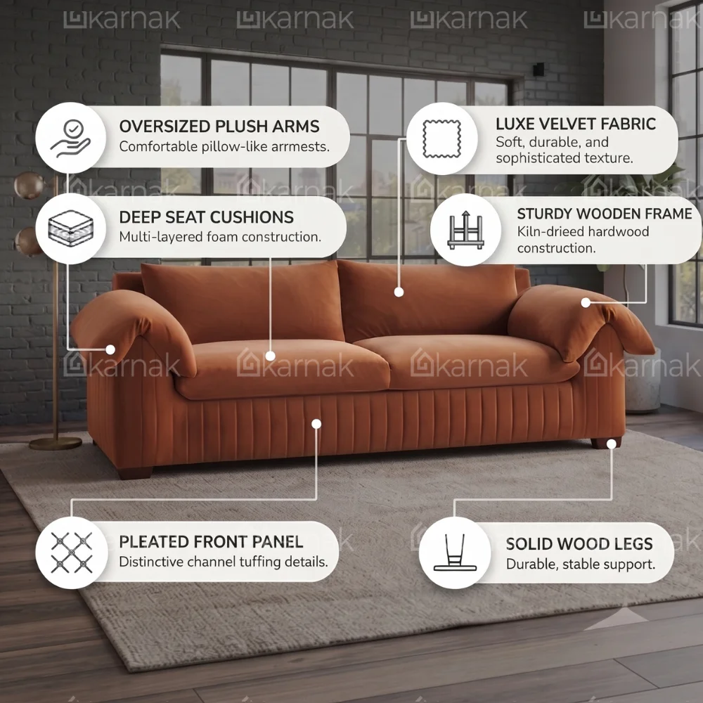 Alverix 3-Seater Sofa – Brown