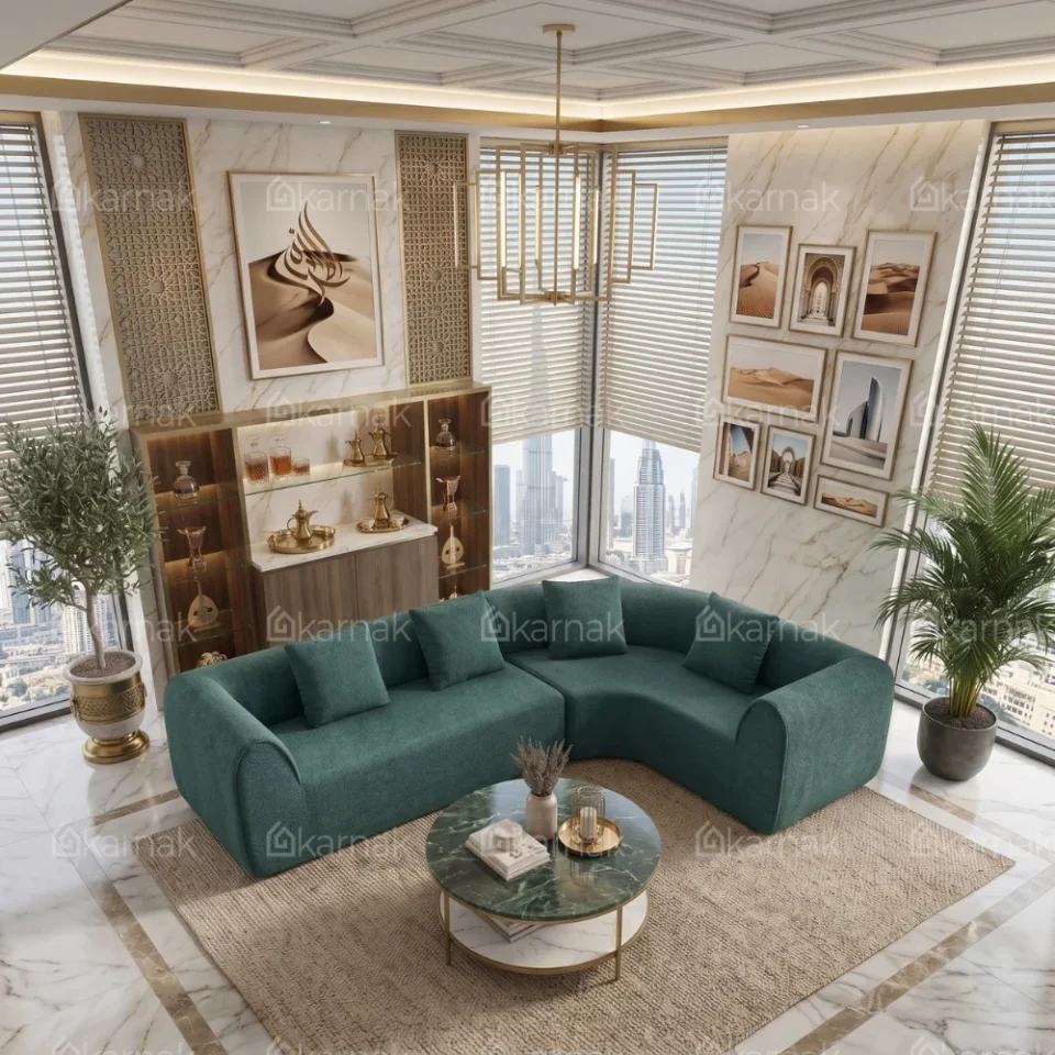Arvento 4-Seater L-Shape Sofa – Green…