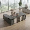 Ashey L Shape 2.0 Manager Office Table – Grey
