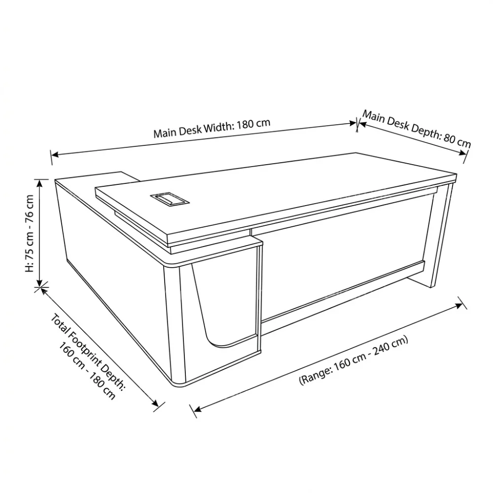 Avorio L Shape Manager Office Desk – Oak + Khaki