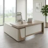 Avorio L Shape Manager Office Desk – Oak + Khaki