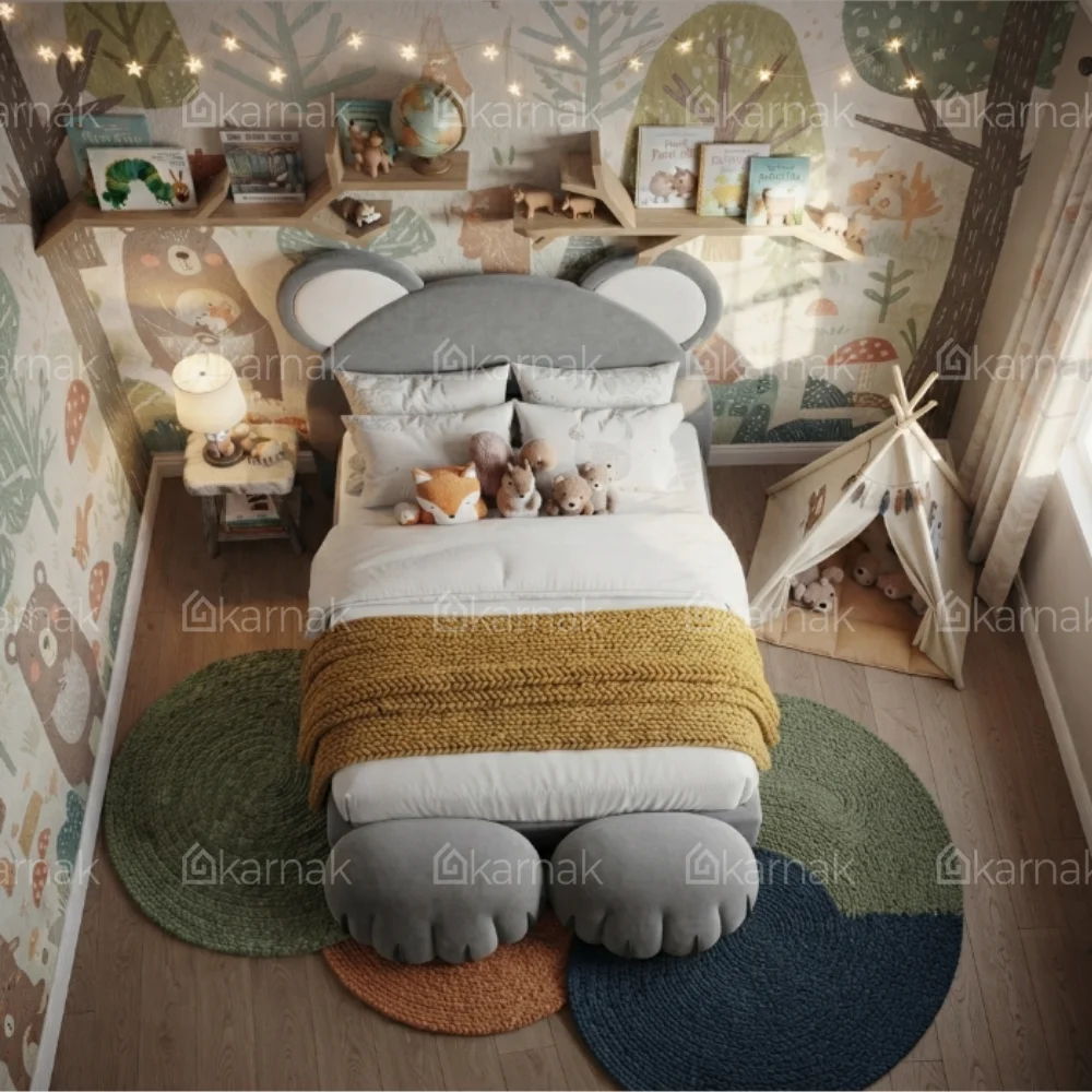 Bearvia Bear Upholstered Bed – Grey