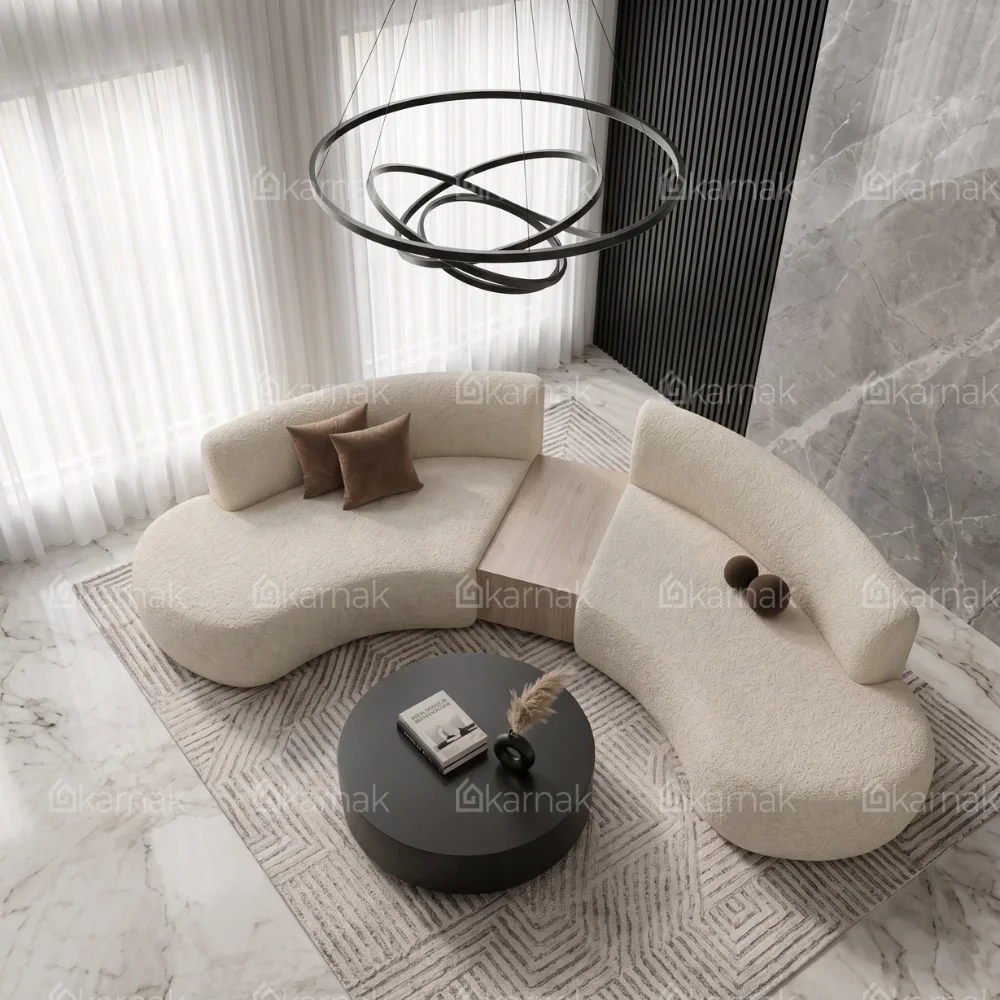 Calvexa 4-Seater Curved Sofa – Cream
