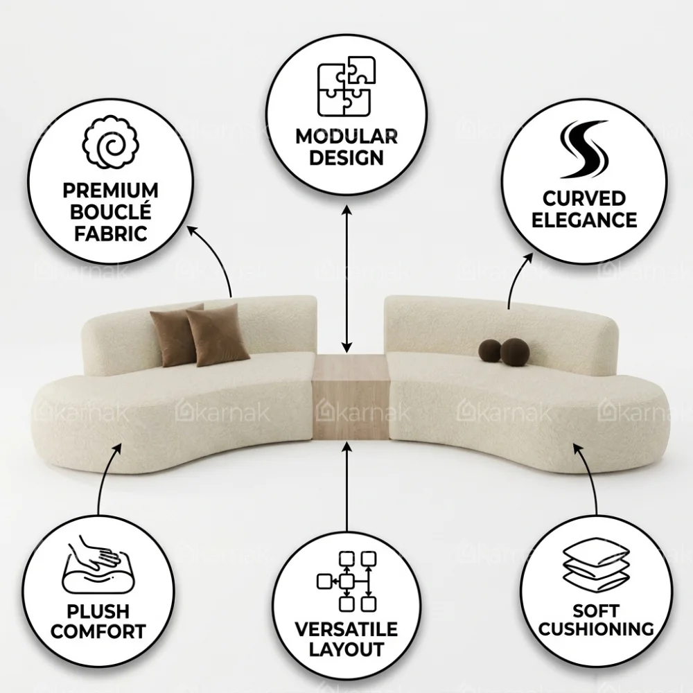 Calvexa 4-Seater Curved Sofa – Cream