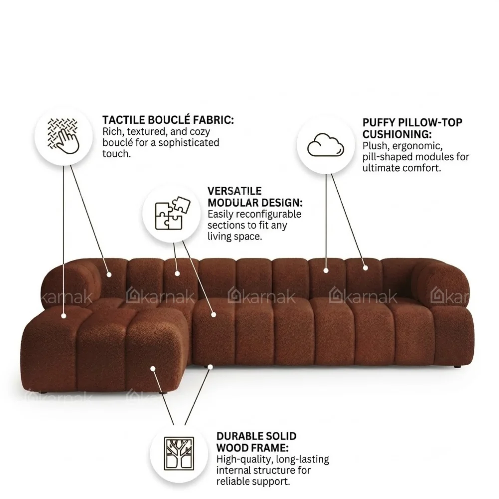 Carvesta L-Shape Sofa – Brown