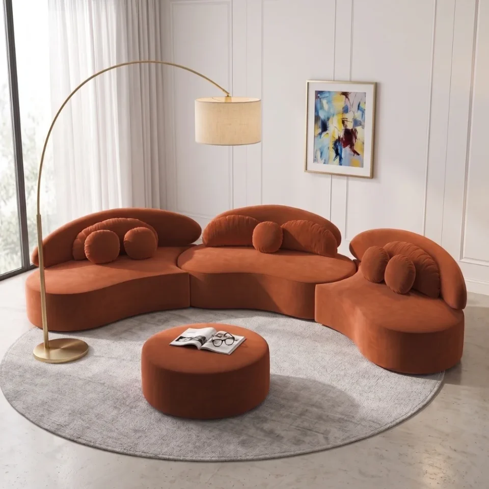 Curvanto Curved Sofa Set – Brown…