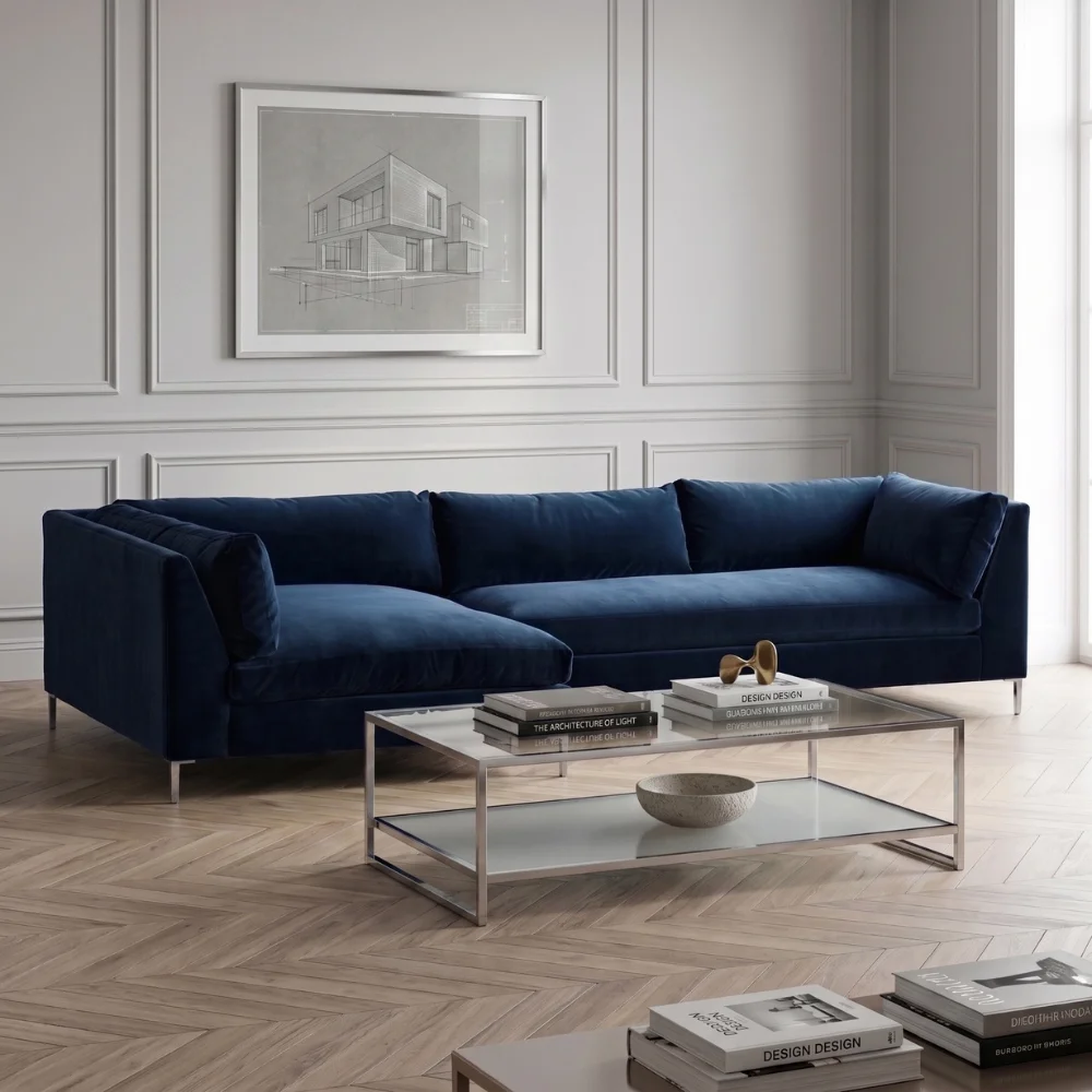 Doventra L-Shape Sofa – Blue
