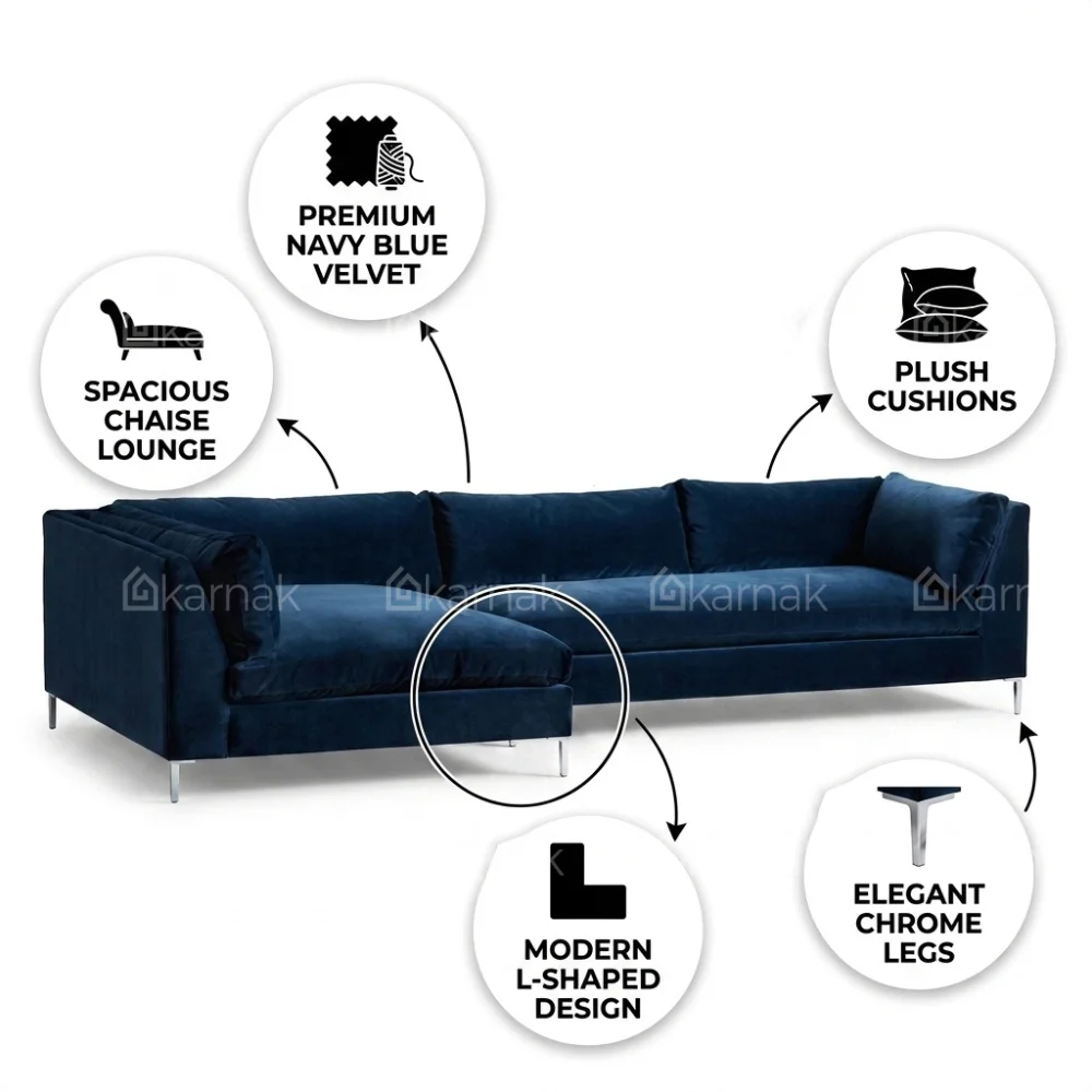Doventra L-Shape Sofa – Blue