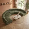 Velnora 5-Seater Curved Sofa – Olive