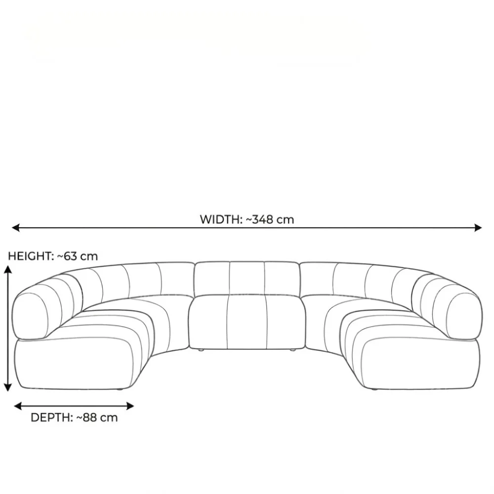 Velnora 5-Seater Curved Sofa – Olive