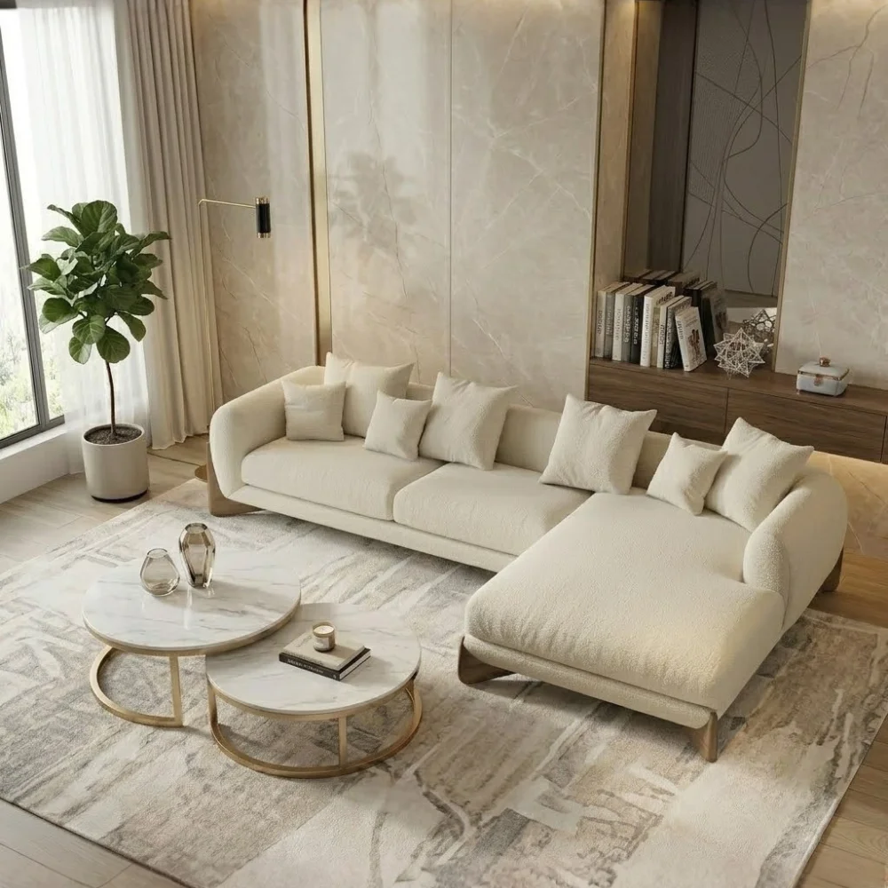 Bouvera L-Shape Boucle Sofa – Beige