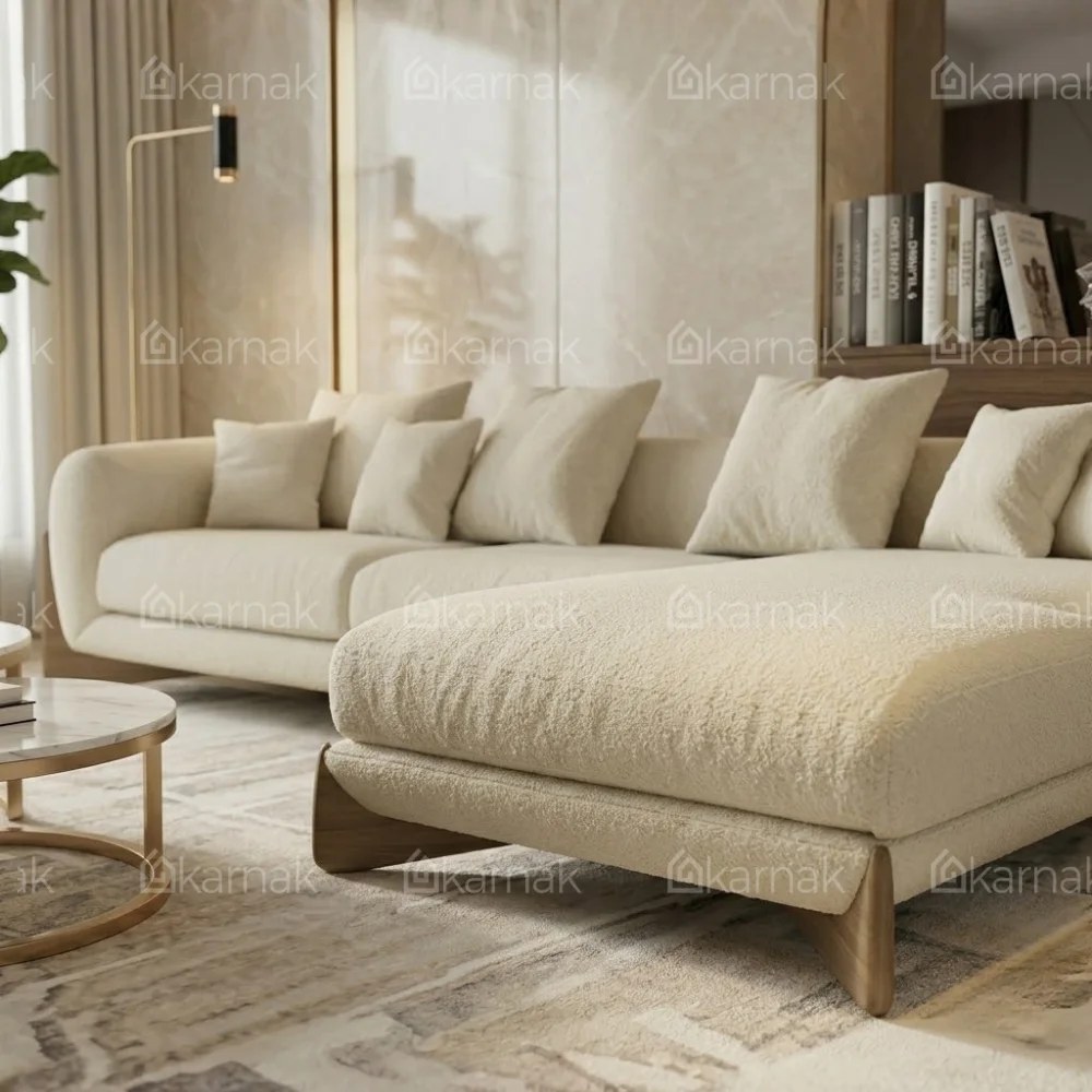Bouvera L-Shape Boucle Sofa – Beige