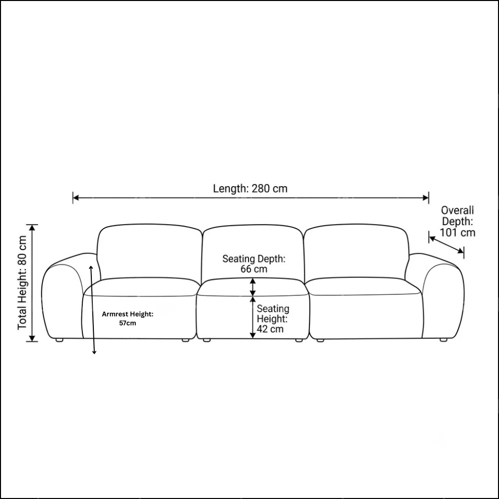 Kenvora Modern 3-Seater Sofa – Brown