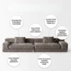 Veltrix 3-Seater Sofa – Grey