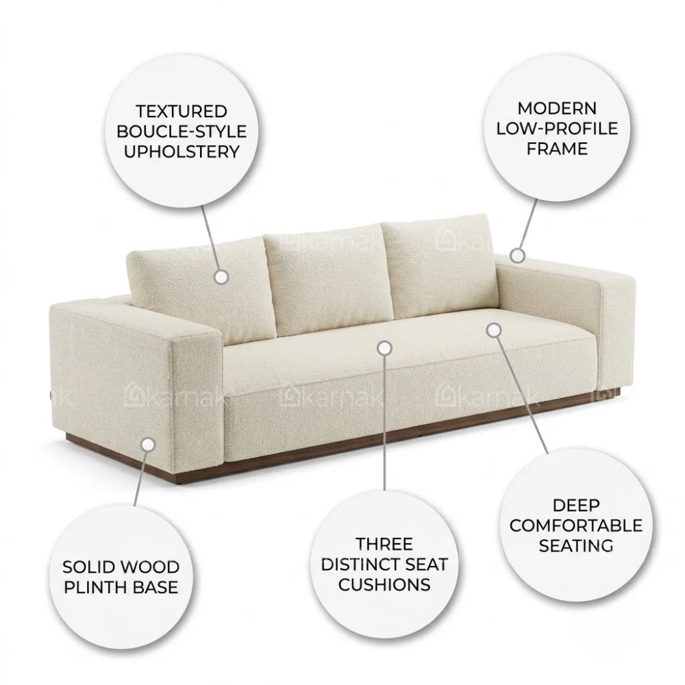 Zenvoria 3-Seater Sofa – Beige