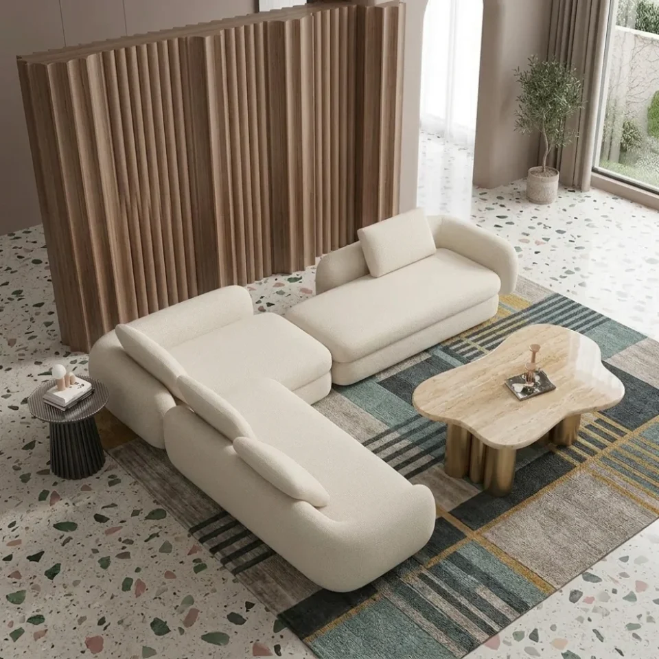Arvelis L-Shape Sofa – Beige…