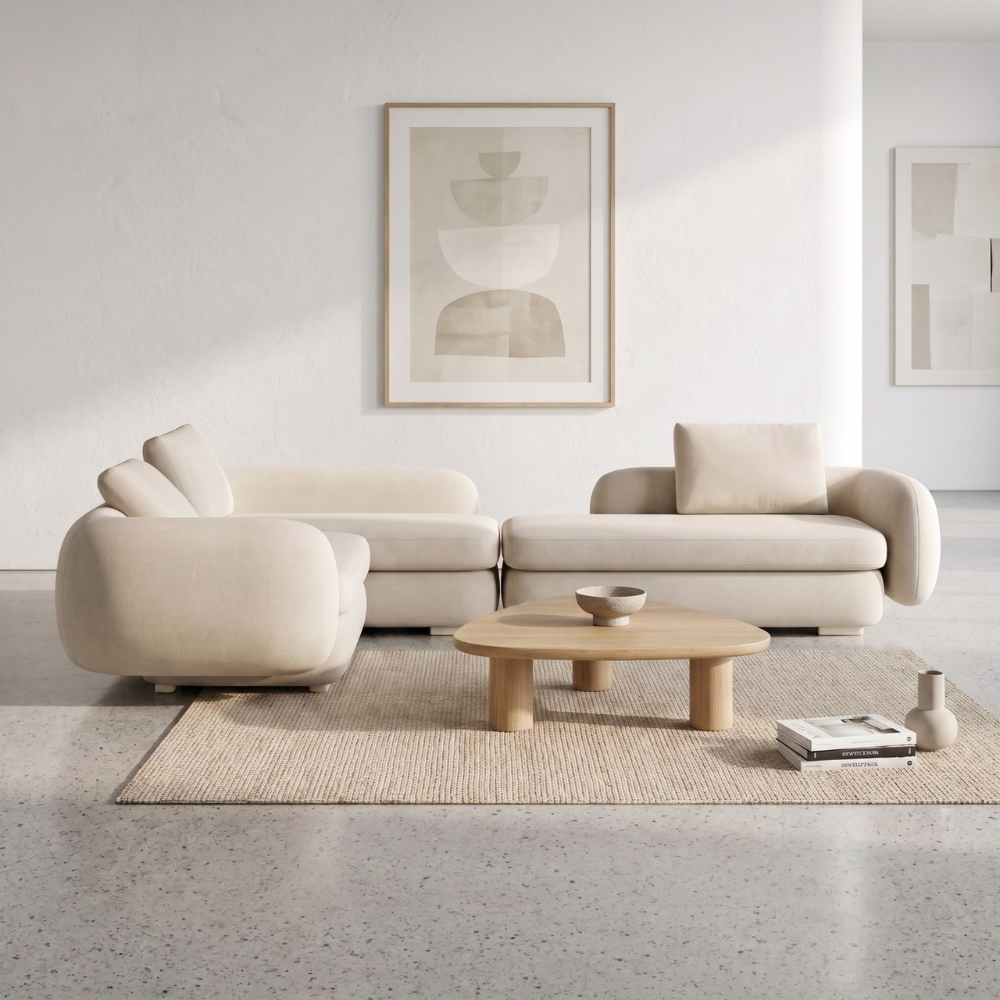 Arvelis L-Shape Sofa – Beige