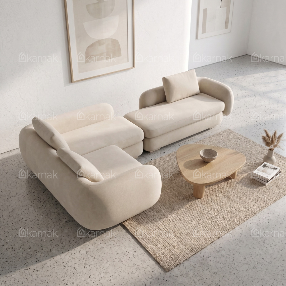 Arvelis L-Shape Sofa – Beige