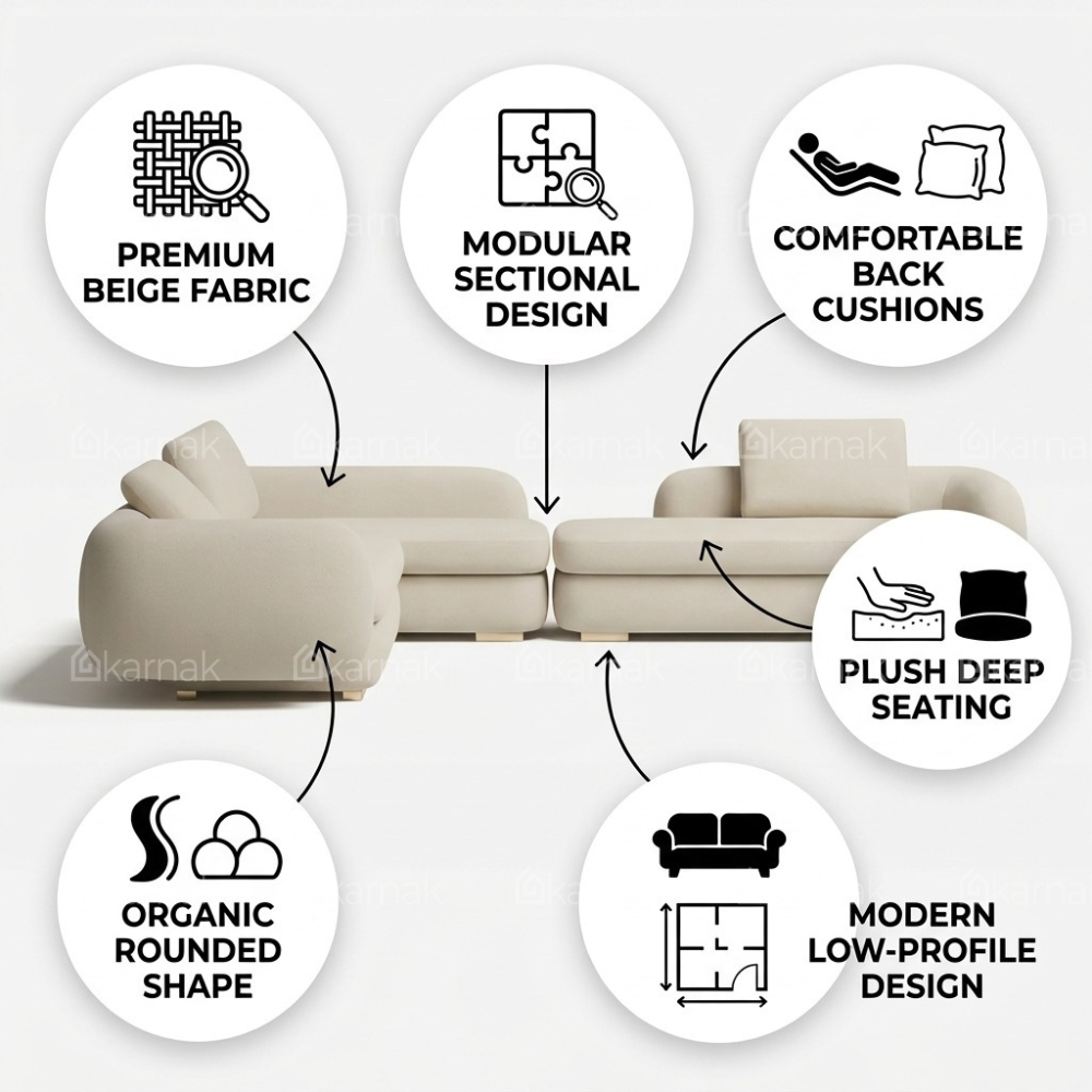 Arvelis L-Shape Sofa – Beige