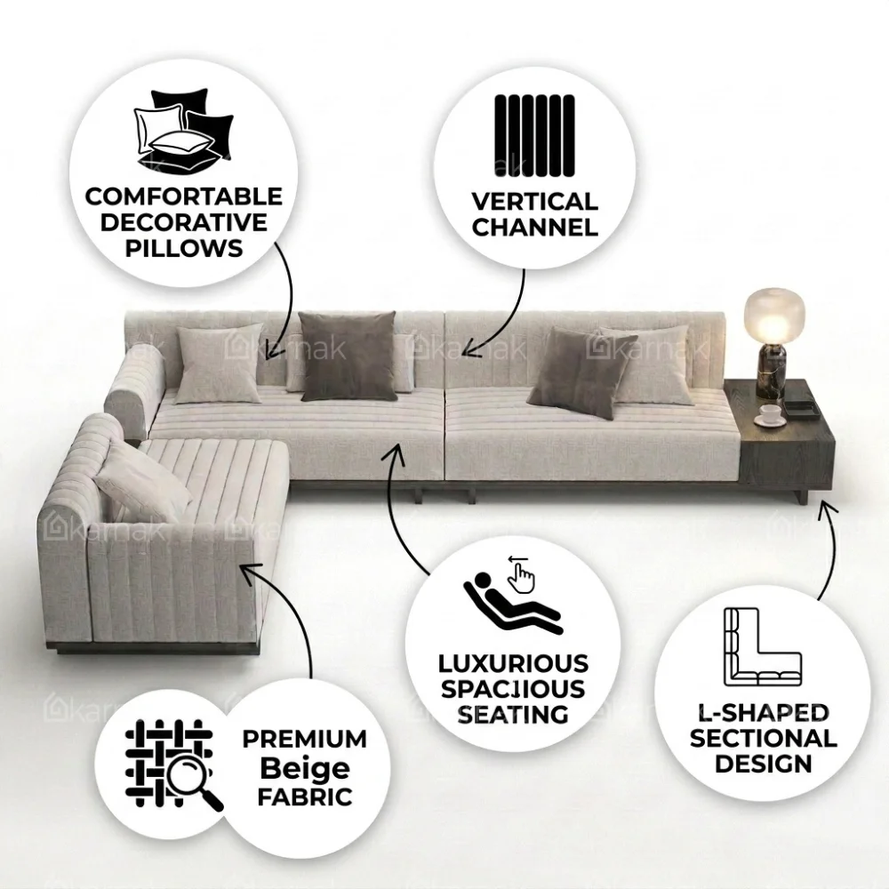 Belevra L-Shaped Sofa – Beige