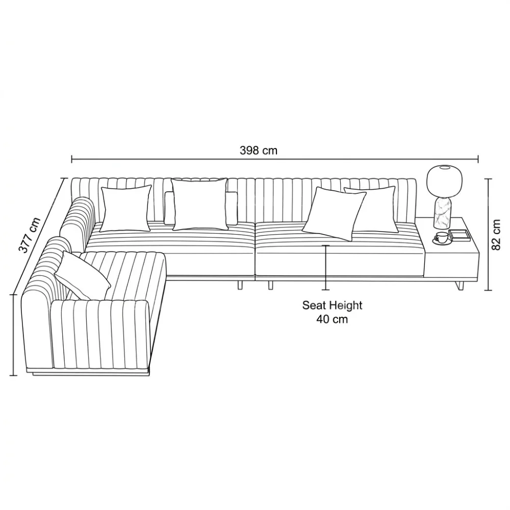 Belevra L-Shaped Sofa – Beige