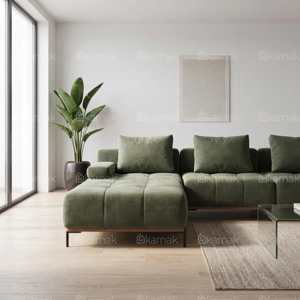 Virenza L-Shape Sofa – Green…