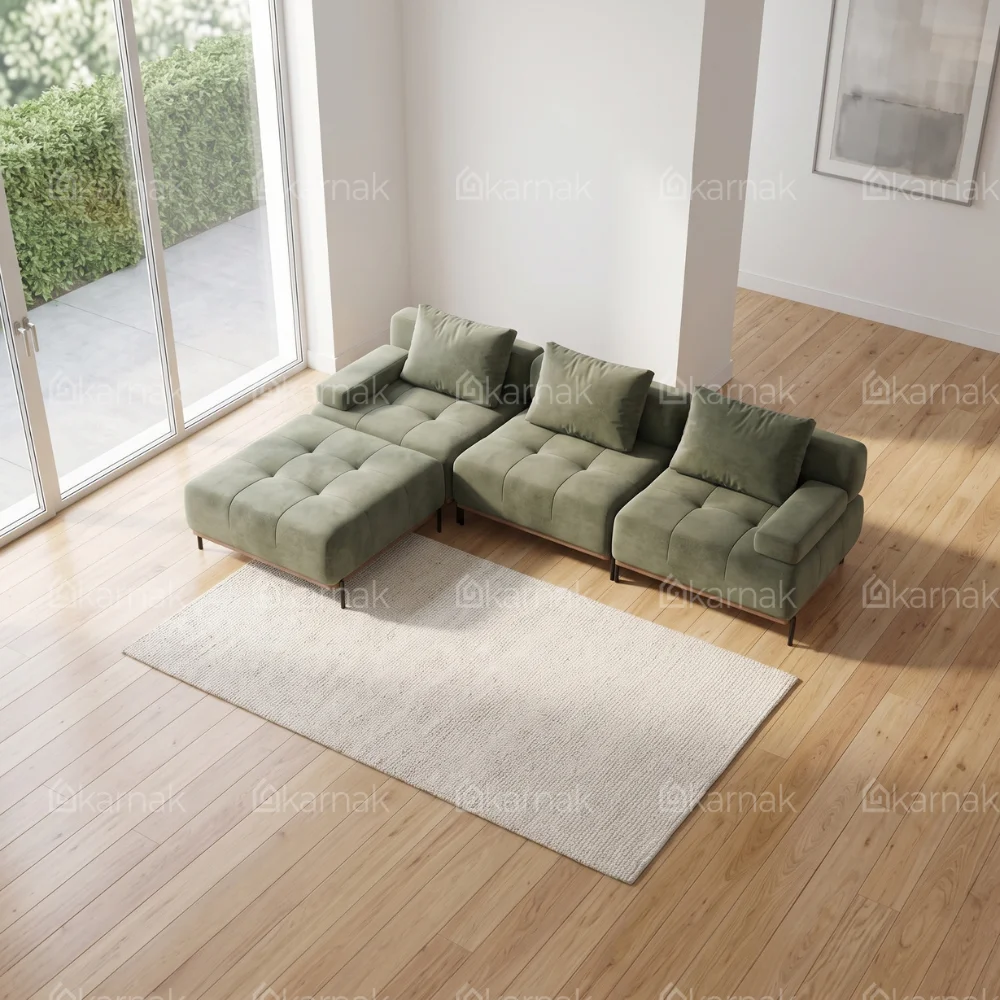 Virenza L-Shape Sofa – Green