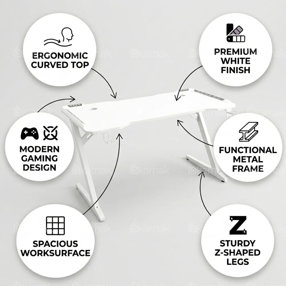 Xtrike Gaming Table White