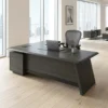 Ashe L Shape Manager Office Table – Coffee + Grey