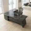 Ashe L Shape Manager Office Table – Coffee + Grey