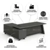 Ashe L Shape Manager Office Table – Coffee + Grey