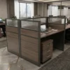 Alaska Two Person Workstation – Coffee + Grey