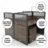 Alaska Two Person Workstation – Coffee + Grey