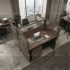 Alaska Two Person Workstation – Coffee + Grey