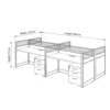 Ashford Four Person Workstation – Oak + Khaki