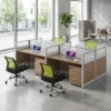 Ashford Four Person Workstation – Oak + Khaki