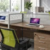 Ashford Four Person Workstation – Oak + Khaki