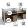 Stepaside Four Person Workstation – Coffee + Grey
