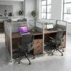 Stepaside Four Person Workstation – Coffee + Grey