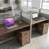 Stepaside Four Person Workstation – Coffee + Grey