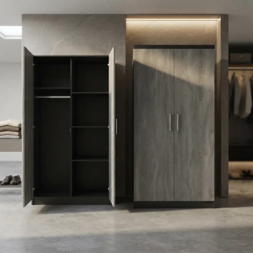 Waldron Two Door Wardrobe – Marble + Oak…
