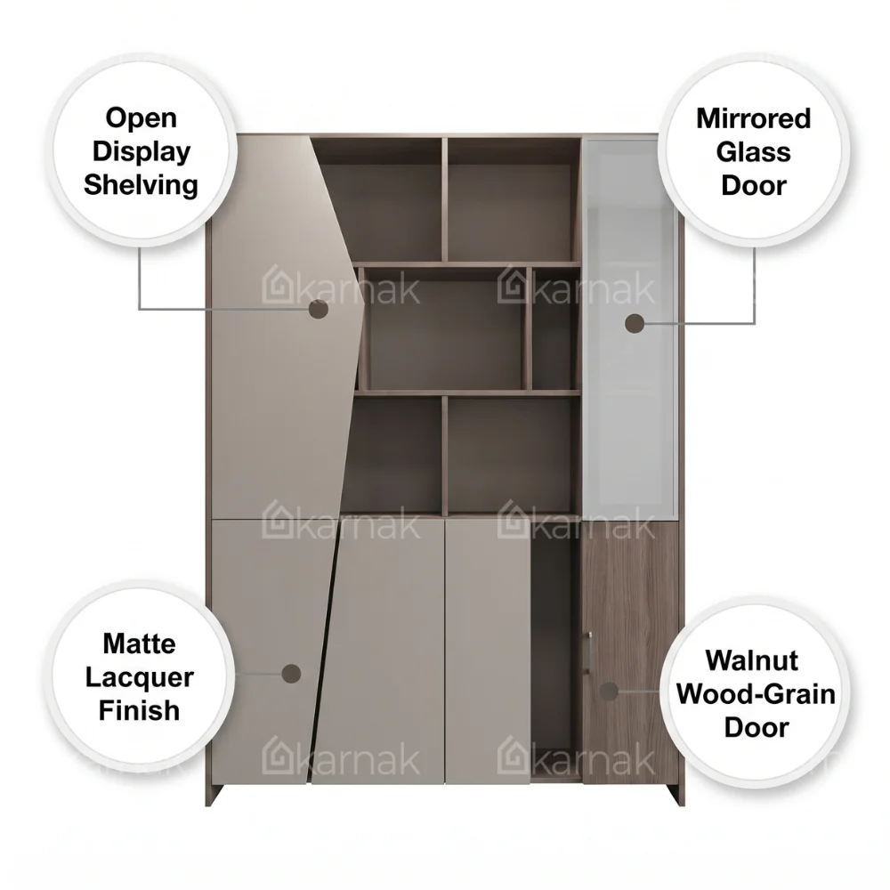 Kallax Four Doors Book Cabinet – Oak + Khaki