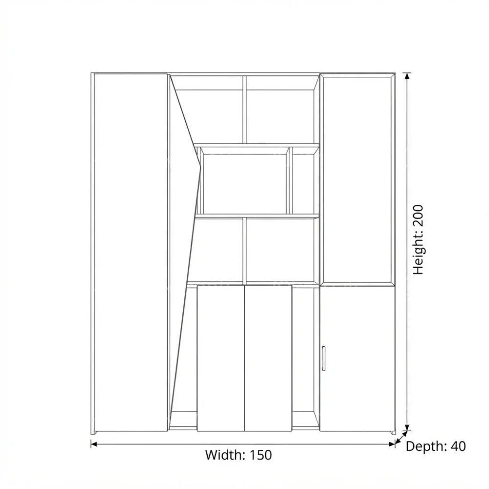 Kallax Four Doors Book Cabinet – Oak + Khaki