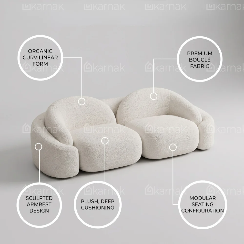 Kelvora Modern 2-Seater Sofa – Off White