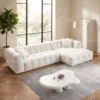 Lasara L-Shape Tufted Sofa – White