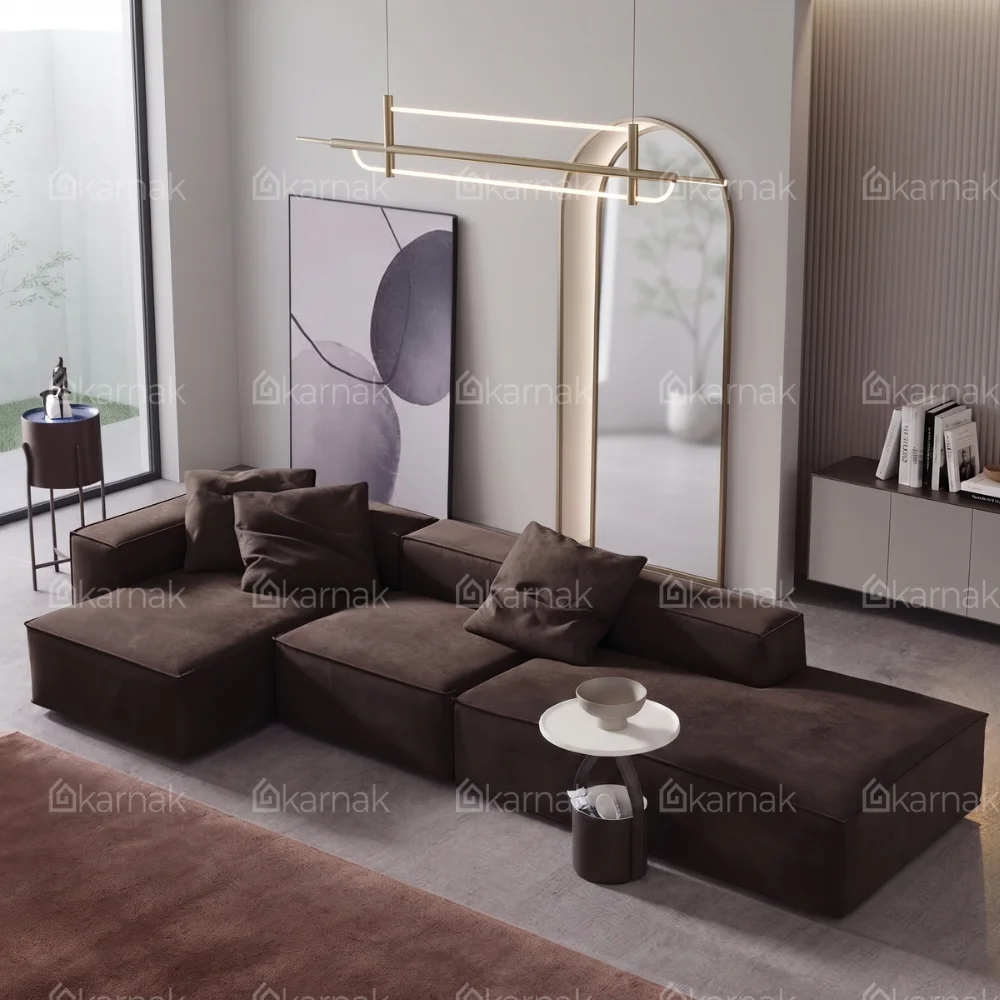 Lurevia L-Shape Sofa 3 Seater Sofa – Dark Brown