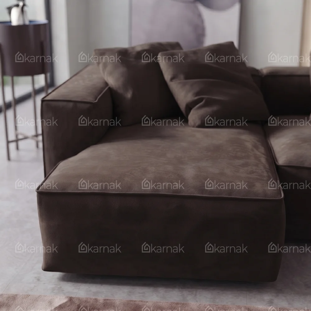 Lurevia L-Shape Sofa 3 Seater Sofa – Dark Brown